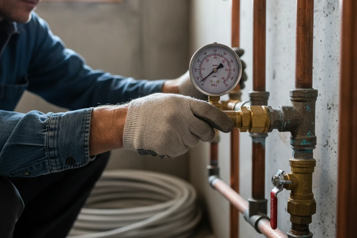 Pressure testing a repaired line during Water Line Repair in Tupman